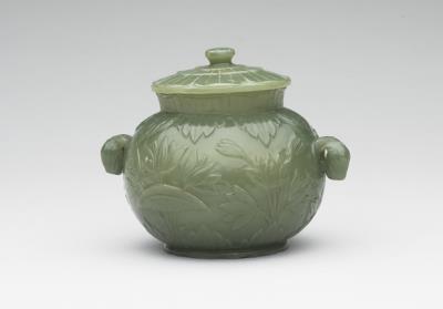 图片[2]-Jade lidded pot with two handles, India-China Archive